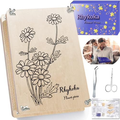 Rhykoka Große Blumenpresse Kit für Erwachsene, 10 Schichten 30 x 21 cm Blumen Presse Kit Holz Blumen Presse Kit für DIY Liebhaber Kunst Handwerk (Holz)