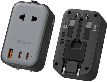 TESSAN Reiseadapter Weltweit PD 20W, Universal Travel Adapter mit 2 USB C und 1 USB A, Reisestecker Adapter Weltweit, Internationaler Steckdosenadapter für Deutschland USA England