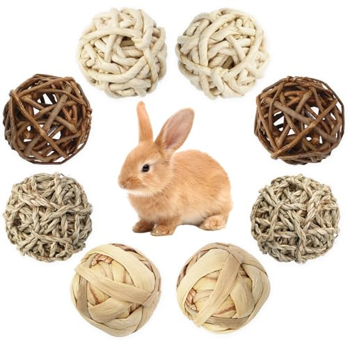 SANOU Kaubälle 8 Stück Kleintiere Kauspielzeug Hasen Kauspielzeug Kaninchen Spielzeug Kaubälle für Kleintiere Hamster Kaninchen Meerschweinchen Chinchilla Rennmäuse