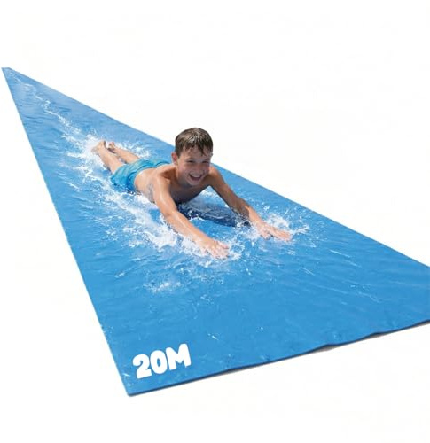 Offizielle XXXXXL Riesige Maxi Wasserrutschmatte | 20 Meter Wasserrutsche | Bauch Rutscher Premium Qualität | Slip'n Slide | Wasserspiel im Freien | Freiluftspiel | Schnellste Rutsche | 100% Spaß