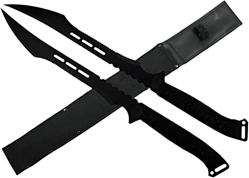 Zwei Macheten scharf echt EIN Satz 2 Katana Ninja Schwert scharf echt zum Training Metall Stahl 2 Schwerter in einem Samurai Nur für Erwachsene 68 cm - 18 Jahre erforderlich 103