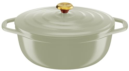 Tefal Schmortopf aus Gusseisen, oval, 30 cm, leichte Auflaufform aus Aluminiumguss, einfache Reinigung, sichere Keramikbeschichtung, Kondensationsdeckel, Ofengeeignet, Induktion, Air E2668925