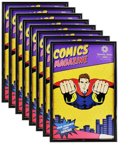 SparklyHome Comic-Buchrahmen, 8 Packungen, UV-Schutz, Display-Rahmen für aktuelle Comic-Bücher bis zu 17,6 x 26,7 cm, Wand- oder Tischdisplay