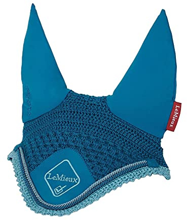 LeMieux Klassische Fliegenhaube in Marine mit weichen Lycra-Ohren – eng gestrickt – bequeme Passform – Reitmaske – Sport Pferdebekleidung – Größe XL