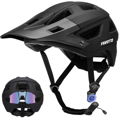 Favoto Mountainbike Fahrradhelm mit Schirm Leicht - Doppelte Inmould Technologie MTB Helm für Damen Herren Rennradhelm