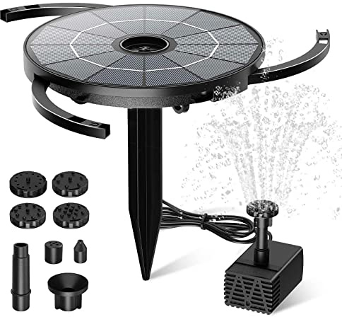 AISITIN 2 IN 1 DIY Solar Springbrunnen für Außen mit 2.8W Abnehmbares Solarpanel Solarbrunnen für Draussen mit Feste Halterung, Teichpumpe mit 6 Effekten für Garten,Teich,Vogelbad,DIY Wasserspiel