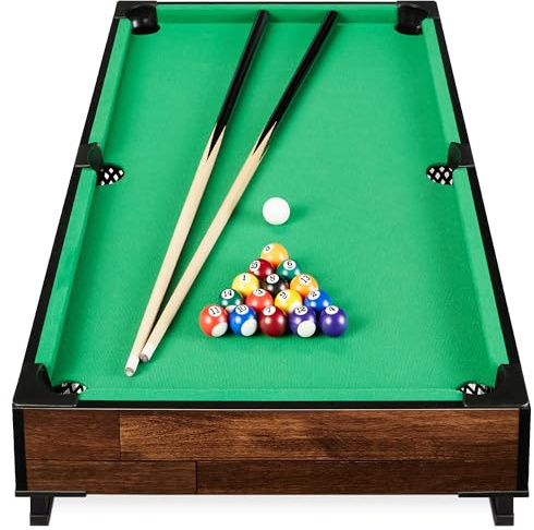 Best Choice Products 101,6 cm Tisch-Billardtisch, Pool-Arcade-Spieltisch für Wohnzimmer, Spielzimmer mit 2 Queuestäbchen, Ball-Set, Aufbewahrungstasche, Walnuss