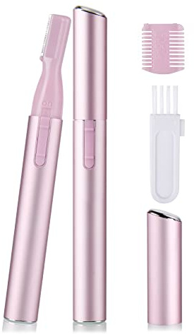ACWOO Augenbrauentrimmer, Elektrischer Korrekturtrimmer für Körper und Gesicht, Augenbrauenrasierer Augenbrauenschneider für Lippen Schnurrbart Kinn mit Augenbrauenkamm, Batteriebetrieben, Roségold