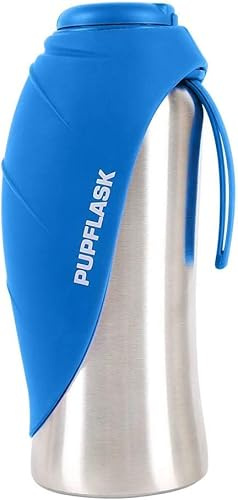 PupFlask Large Dog Water Bottle | 800 or 1200 ml Stainless Steel | Convenient Dog Water Dispenser | Puppy Travel Water Bowl | Portable Pet Water Bottle | Leak Proof Bottle Perfect Size for All Breed
