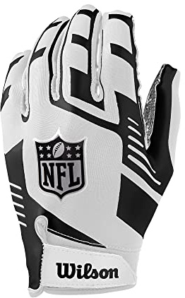 Wilson NFL Stretch Fit Receivers Handschuh – Jugendgröße, Weiß/Schwarz