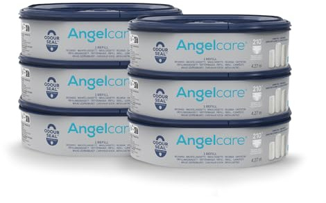 Angelcare Original Nachfüllkassetten Classic/Dress-Up XL, 6er-Pack, hält bis zu 12 Monate, 5x weniger Folienverbrauch