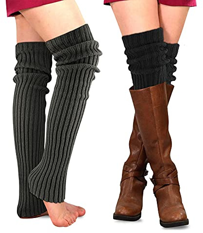 PHOGARY 2 Paare Stulpen Damen Lange Winter Beinwärmer, Stulpen Mädchen Beinstulpen Damen Stricken Häkelarbeit Pulswärmer Leg Warmers Mädchen Stiefel Boot Abdeckung Alpaka Socken für Winterwärmer