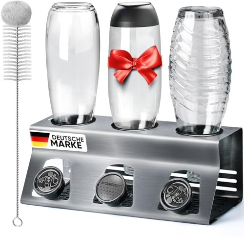 Loco Bird Flaschenhalter für 3 Flaschen - kompatibel Sodastream-Flaschenhalter aus Edelstahl - Abtropfgestell Flaschen - Flaschentrockner für Sodastream Crystal 3.0 - Flaschenständer zum Abtropfen