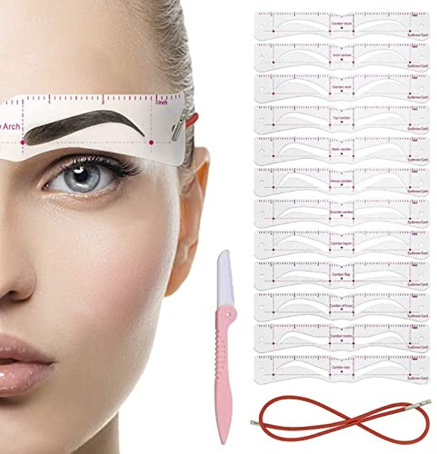 12 Stücke Augenbrauen Schablonen Satz, DIY Stempel Schablone, Braue Makeup Formung Werkzeug Enthält 12 Stücke Wiederverwendbare Schablone