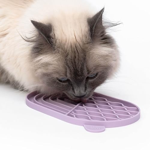 LucyBalu® ZENPAD Schleckmatte Slow Feeder für Katzen – Rosé | Anti-Schling-Silikonmatte, spülmaschinenfest, fördert Beschäftigung, verlangsamt Fresstempo