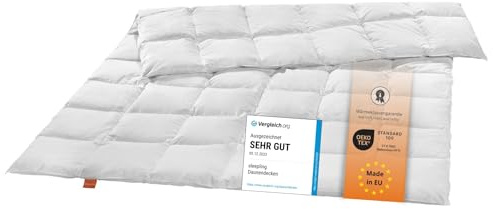sleepling medium Daunendecke 220x240 cm, Bettdecke, Ganzjahres Decke, 90% Daunen 10% Federn, Daunenbettdecke 220 x 240 cm, Made in EU, Öko-Tex, Downpass, Nomite