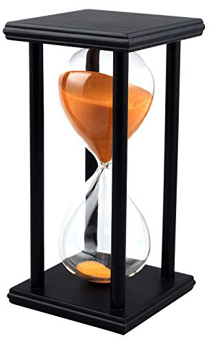 Lodunsyr Sanduhr 60 Minuten Timer Sanduhr für Ornament Restaurant Wohnzimmer Zuhause Wandschrank Büro Schreibtisch Schlafzimmer Party Festival Weihnachten Hölzern Rahmen Sanduhr Uhr Dekoration Orange
