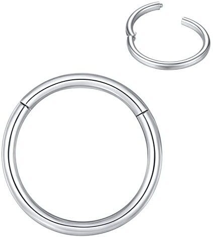 BLESSMYLOVE Silber 1.0mm 8mm Nasenring Hoop 316L Chirurgenstahl Knorpelohrring Septum Clicker Ring Edelstahl Klappbarer Segmentring Lippenring Conch Daith Helix Rook Tragus Snug Body Piercing Schmuck