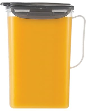 LocknLock Kühlschrankkrug, Kunststoffkrug mit Klappdeckel, Water Jug - Krug mit Deckel, Saftkrug Saftkanne, Wasserkrug mit Griff, BPA-frei (Grau, 2000 ml)