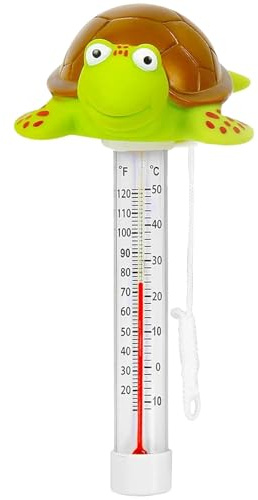 Schwimmendes Wasserthermometer für Pool, Analog Poolthermometer mit niedlichem Tier-Design, robustes Kunststoff-Thermometer mit Halteband, geeignet für Schwimmbecken, Whirlpool, Teiche und Badewannen