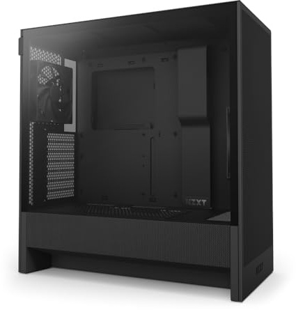 NZXT H5 Flow - Compact ATX Mid-Tower PC Gaming Case - High Airflow - 2 x 120mm Fans Included - 360mm Front & 240mm Top Radiator Support - Cable Management System - Tempered Glass - Black