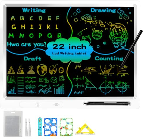 surekuo LCD schreibtafel kinder 22 zoll bunte lcd schreibtafel 2 Stiften und Verstellbarem Ständer, Ist Ein Pädagogisches Lernspielzeug Für Im Alter Von 3-12 Weihnachtsgeschenke