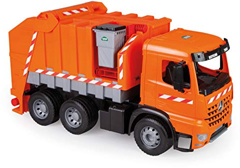Lena 02168 - Starke Riesen Müllwagen Mercedes Benz Arocs, orange, ca. 74 cm, Müllfahrzeug mit 3 Achsen, großes Spielfahrzeug für Kinder ab 3 Jahre