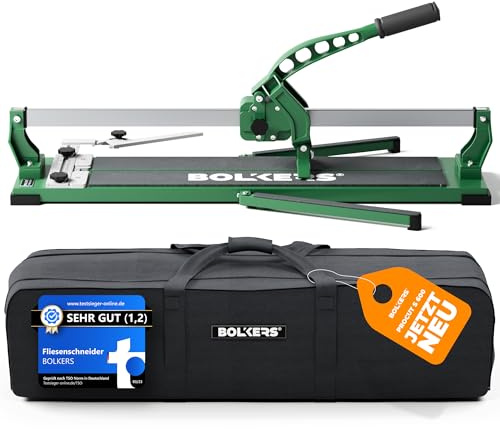 BOLKERS® ProCut S 600 Fliesenschneider - Fliesenschneider 600mm Schnittlänge - präzise Schnitte dank Wolframcarbid-Schneidrad mit Kugellager - Flisenschneidmaschine mit magnetischem Brechstempel