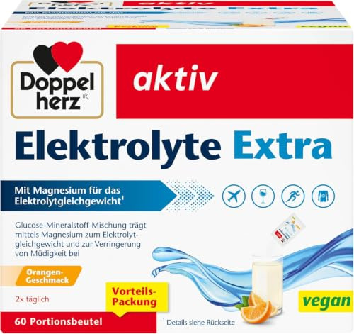Doppelherz Elektrolyte Extra - mit Orangen-Geschmack | Magnesium trägt zum Elektrolytgleichgewicht und zur Verringerung von Müdigkeit bei - VEGAN - 60 Portionsbeutel
