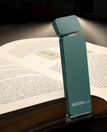 Tyreses Leselampe Buch Klemme, 500mAh USB Wiederaufladbare Buchlampe zum Lesen im Bett, LED Klemmleuchte mit 3 Farben und Stufenlosem Dimmen, Leselicht für Nachtlesen,Buchliebhaber,Kinder(Grün)