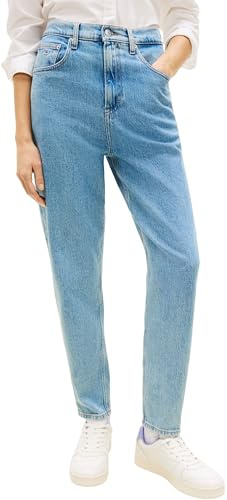 Tommy Jeans Damen Jeans Hose Mom Jean High Waist, Blau (Denim Light), 28W/30L