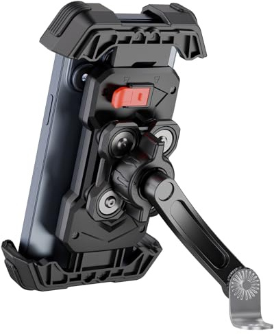 Grefay Motorrad Handyhalterung [Doppelt Vibrationsgedämpft] Universal Handy Halterungen für Motorrad Rückspiegel Mit ​360 Drehen für 4,5-7,2 Zoll Smartphone