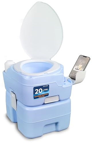 SereneLife Camping Toiletten - 20L Porta Potti Chemietoilette mit Handyhalter, 120 Spülungen, 12L Frischwassertank, Reinigungssprühgerät, Campingklo - Mobiles WC für Outdoor, Reisen & Wohnmobil