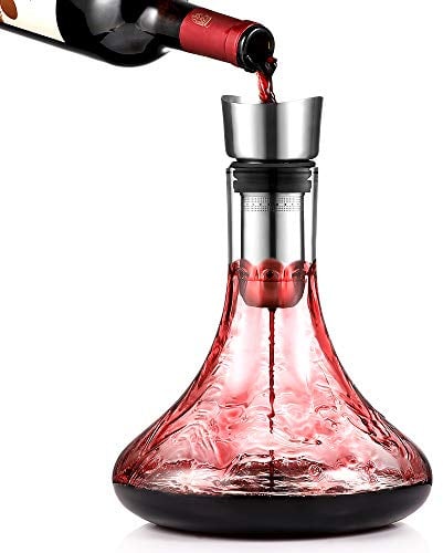 glastal Dekanter aus Kristallglas mit integriertem Belüfter, Belüftung und Filterung, Gießen ohne zu tropfen, 1800 ml (volle Kapazität)