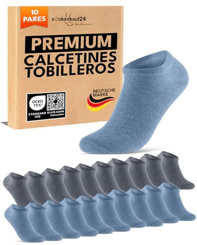 10 Paar Premium Sneaker Socken Herren & Damen aus gekämmter Baumwolle mit Komfortbund ohne drückende Naht