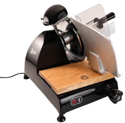 Berkel Aufschnittmaschine - Red Line 250 schwarz - Allesschneider Profi Schneidemaschine auch für Gastro + 100% handgefertigtes Schneidebrett, Angebot