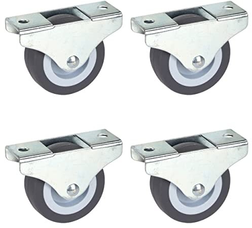Dörner + Helmer Möbel-Bockrollen, 4er-Set, 50mm x 19mm, 165kg Tragkraft, Klein, TPE-Rad, Richtungsfixiert