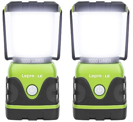 LE Campinglampe Batteriebetrieben 1000LM, 4 Leuchtmodi, Grün, 2 Stück | UltraHell 4 Leuchtmodi Dimmbar Suchscheinwerfer, Notfallleuchte für Stromausfällen, Wandern, Notfall, Ausfälle und so weiter