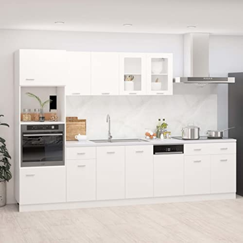 Willood 7 TLG. Küchenzeile Weiß Holzwerkstoff Voll funktionsfähig einfaches Design und viel Platz