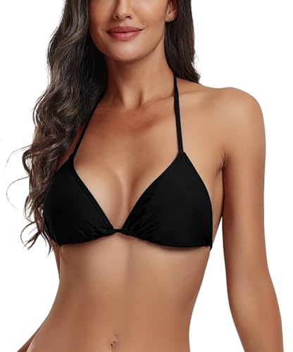 FITTOO Triangel Bikini Oberteil Große Brüste Damen Push up Sport Bikini Neckholder Rückenfrei Bikinioberteil