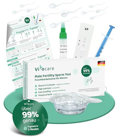 vitocare Spermatest für Männer diskret für Zuhause, Fruchtbarkeitstest für Männer, Kinderwunsch Mann, Sperma Test nach Vasektomie, Spermientest für Männer, Fertilität