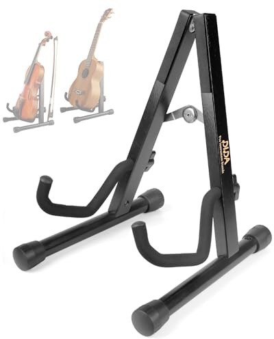 Ukulelenständer, Violinenständer mit Bogenhalter, faltbarer Ukulelenständer für Reisen, A-Rahmenhalter für Violine, Banjo und Mandoline, Holzboden Ukulelenhalter (Black Wood)