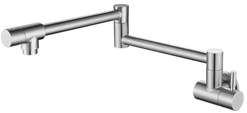 Edelstahl Wandmontierter Kalt- und Heißwasserhahn Küchenspültischarmatur 3-teilig