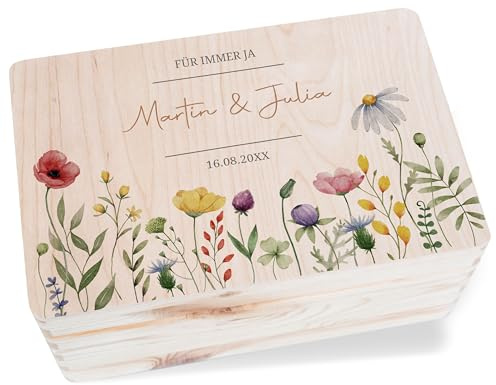 Erinnerungsbox - Für immer ja | Liebesgeschenk | Geldgeschenk Verpackung Hochzeit Geldbox | Schatzkiste Hochzeit | Geschenkbox Liebe | Liebes Geschenk Holzkiste | Aufbewahrungsbox Beziehung