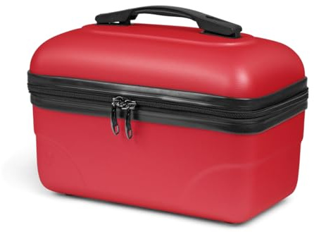 KINSTON Kosmetik- und Kulturtasche, Hartschalen-Vanity mit Griff, Reise-Organizer, Aufbewahrungsbox – Große Kapazität (Rot/Großes Modell)
