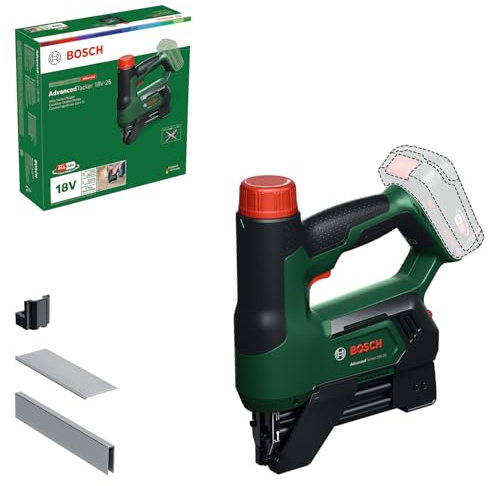 Bosch 18V System Akku-Tacker/Nagler AdvancedTacker 18V-25 (Leistungsstarkes 2-in-1-Klammern und Nageln; inkl. Klammern, Nägeln, Abstandshalter, Drahtführungskappe)