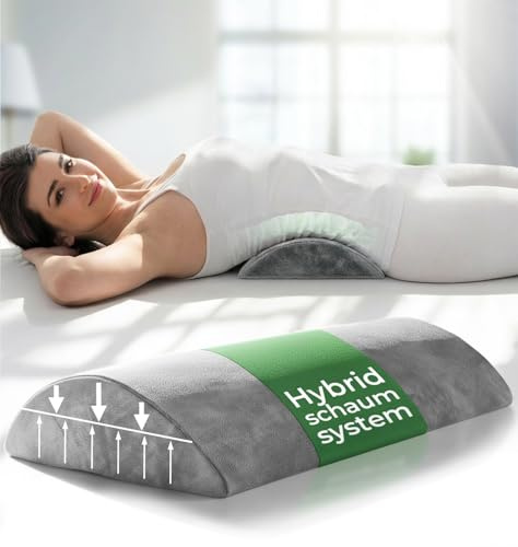 WELL B4 Ergonomisches Lendenwirbelkissen für Bett & Sofa - Lendenkissen zur Rückenstütze im Liegen - Lordosekissen für die Lendenwirbelsäule - Rücken Lendenstützkissen, Lumbar Support Pillow - GRAU