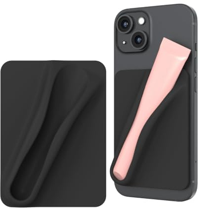KGDUYC Lipgloss-Schutzhülle für Handy, lipgloss handyhülle，handyhülle lipgloss halter，handyhülle lipgloss halter, zum Aufkleben, kompatibel mit iPhone, Samsung, Galaxy, Android-Smartphones(Schwarz)