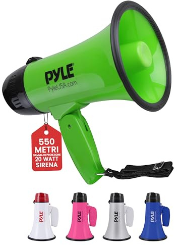 Pyle Megaphon mit Sirene, Signalhorn – Siren Megaphone – Mini Megafon Kinder & Erwachsene 20W, Faltbare Megaphone mit Sirene & Mikrofon, Lautstärke Einstellbar & Batteriebetrieben Reichweite: 550m