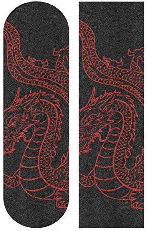 LDIYEU Schwarz Roter Drache Skateboard Griptape rutschfest Selbstklebend Longboard Griptapes Aufkleber Griffband 33X 9(1pcs)